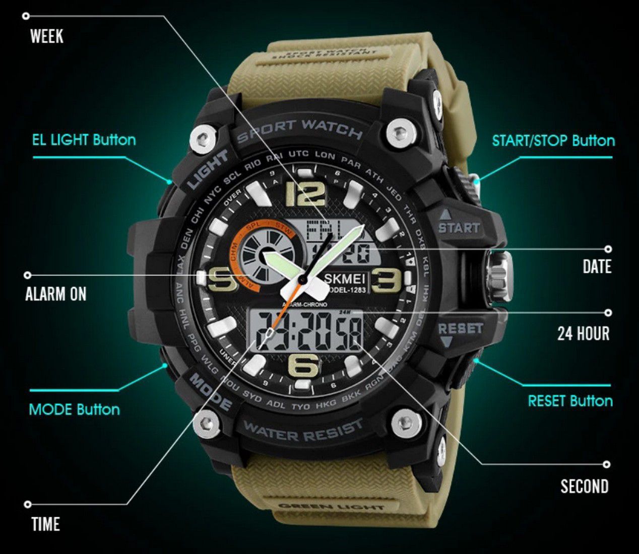 Skmei Sport Green PU Analog-Digital Men's Watch - Buy Skmei Sport Green ...