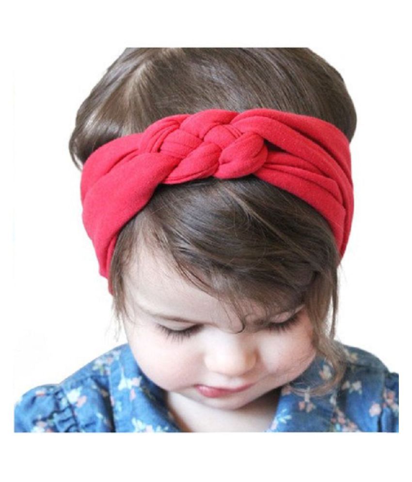 Ziory 1 Pcs Red Weave Knot Elasticity Hair band Newborn Cotton Hair  Accessories Ring Headband for
