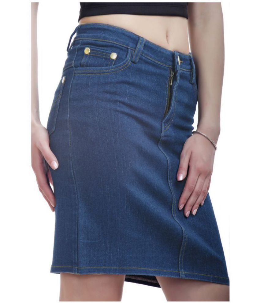 Buy Peptrends Denim Pencil Skirt - Blue Online at Best Prices in India ...