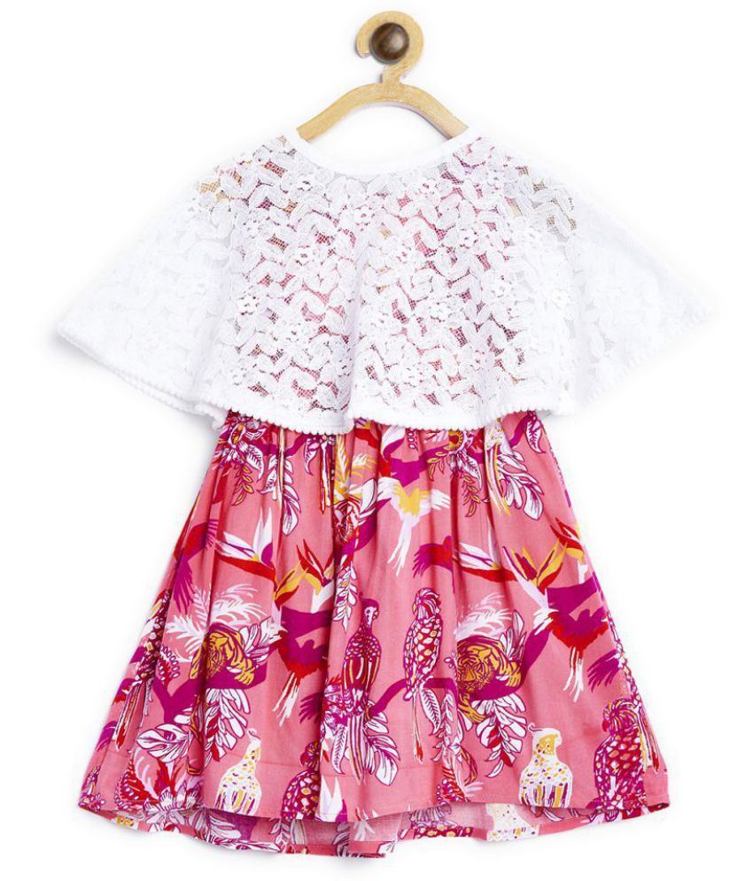 Bella Moda Girls Pink Printed Fit amp; Flare Dress