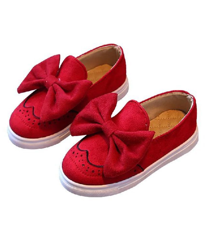 Kids Girls Slip on Pumps Large Bowknot Loafers Trainer Flat Casual
