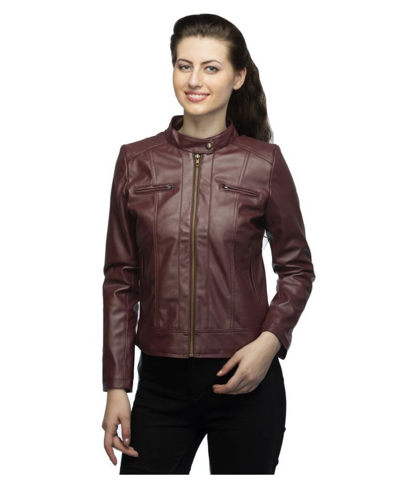 Buy Emblazon Faux Leather Maroon Biker Online at Best Prices in India ...