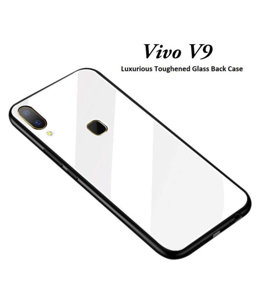     			Vivo V9 Mirror Back Covers JMA - White Luxurious Toughened Glass Back Case