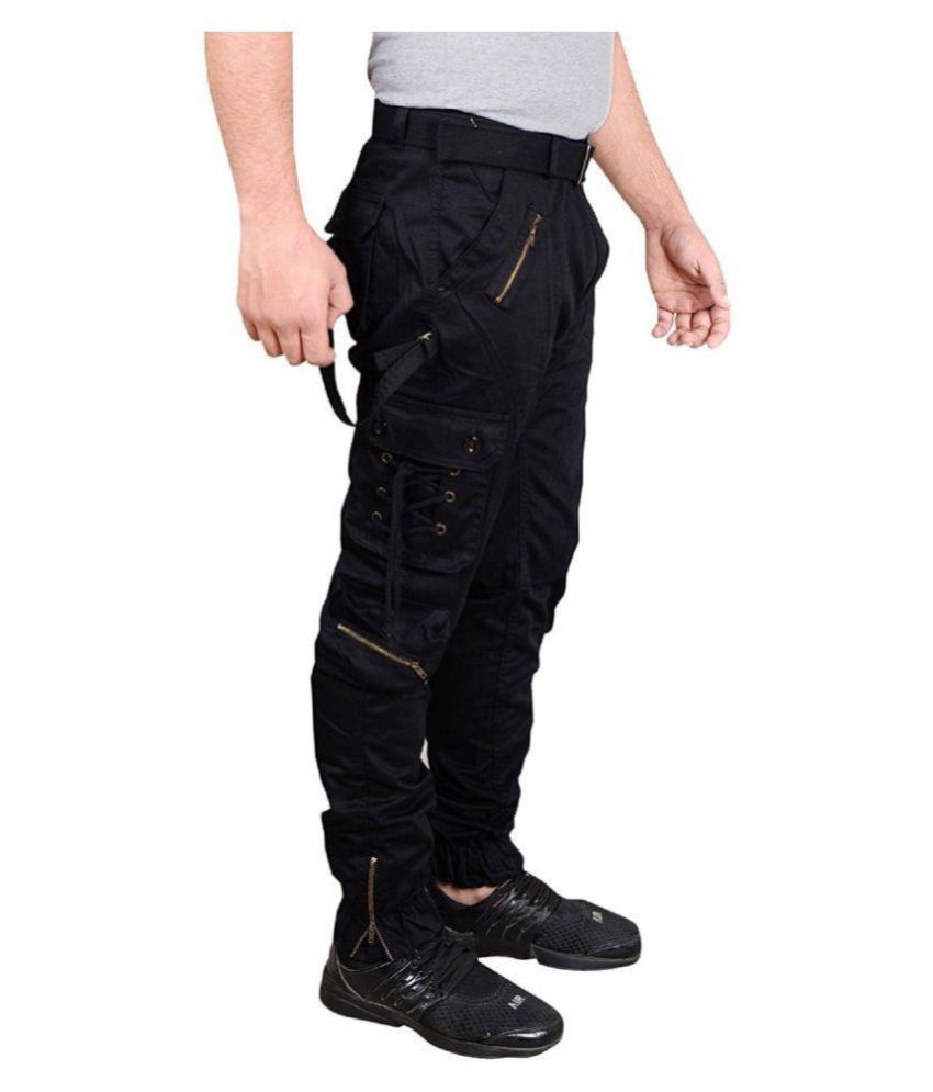 black low rise cargos