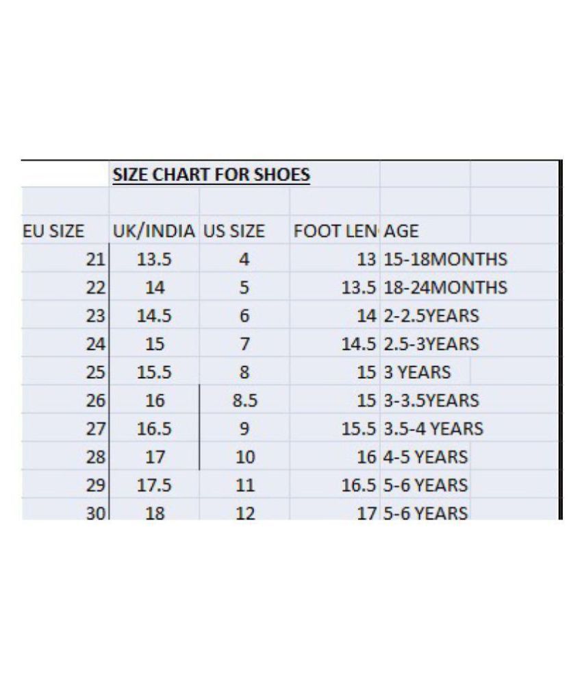 Shoes Size Chart India And Usa