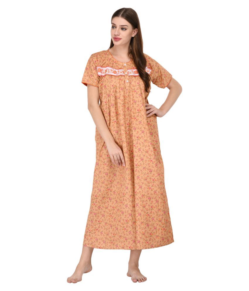 Buy NIGHTFAB Cotton Nighty & Night Gowns - Rust Online at Best Prices ...