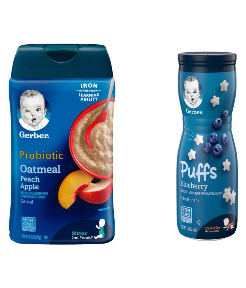 Gerber Gerber Probiotic Oatmeal Peach apple Cereal 227g + Blueberry