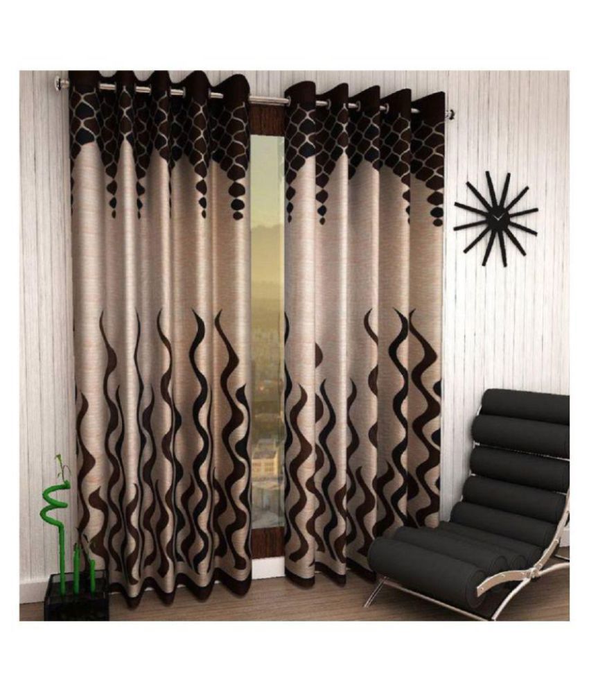     			Geonature Set of 4 Window Semi-Transparent Eyelet Polyester Curtains Brown