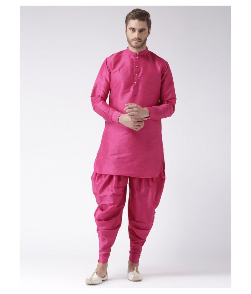 pink shirt and dhoti