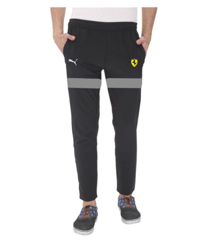 puma black polyester trackpants