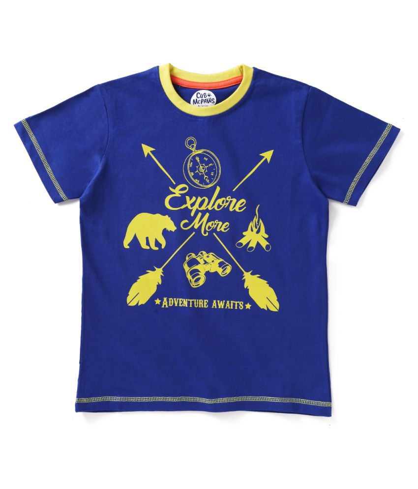 Cub McPaws Boys Cotton Round Neck T-Shirt |Royal Blue|4-12 Years | 100% Cotton