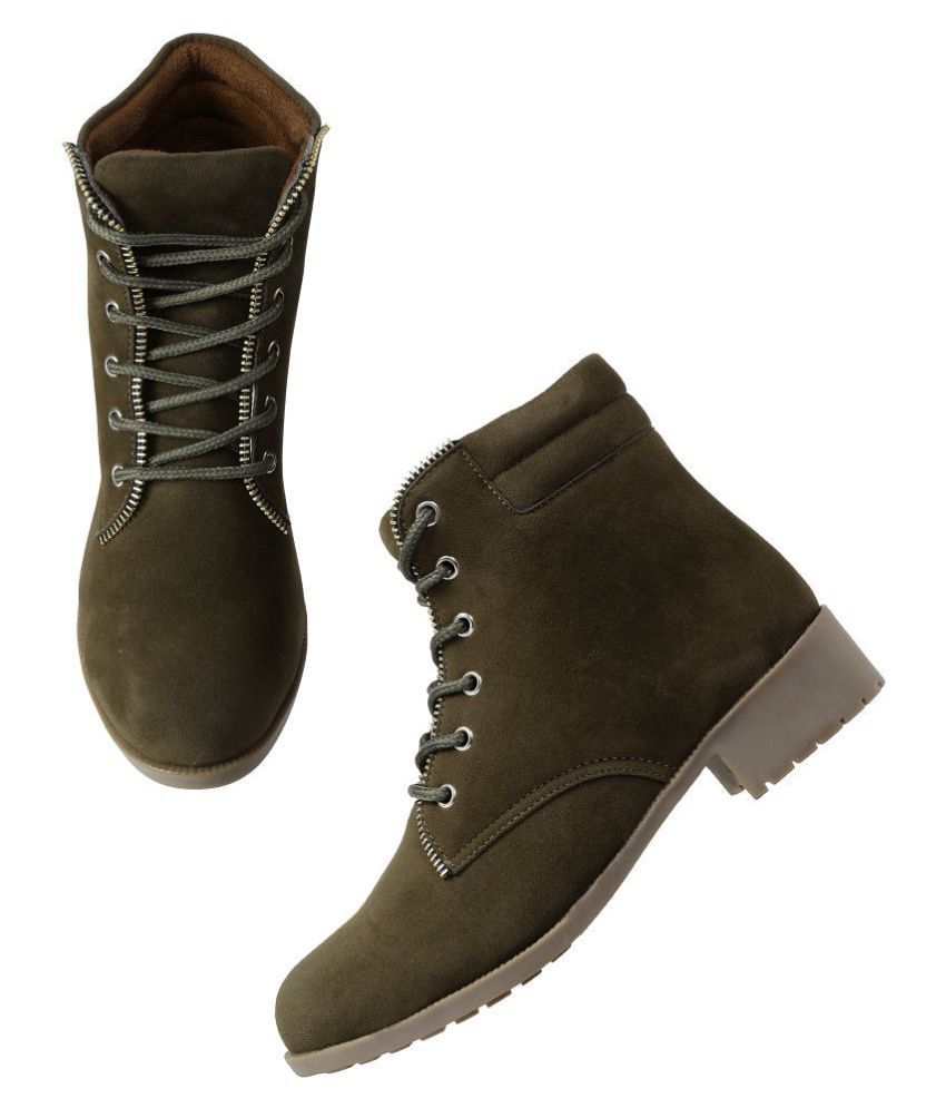 bottle green ankle boots