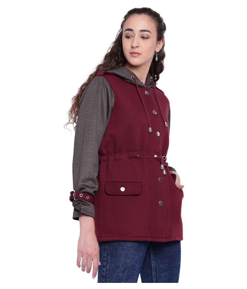 maroon parka jacket
