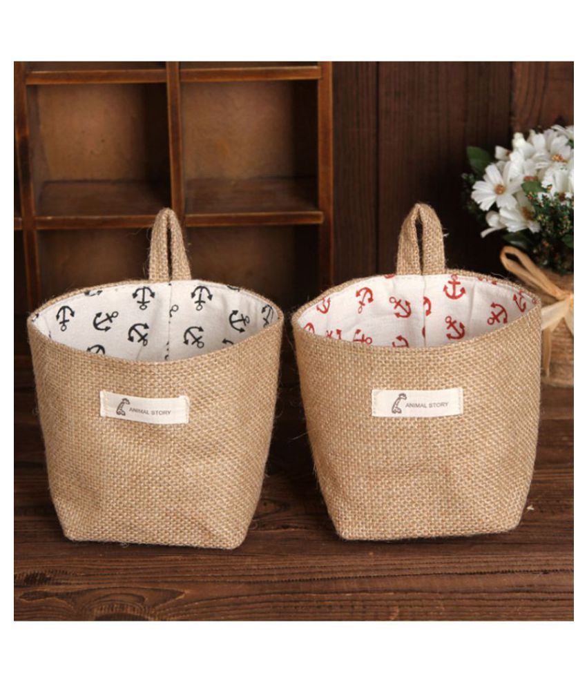 WowObjects Mini Cute storage box jute with cotton lining sundries