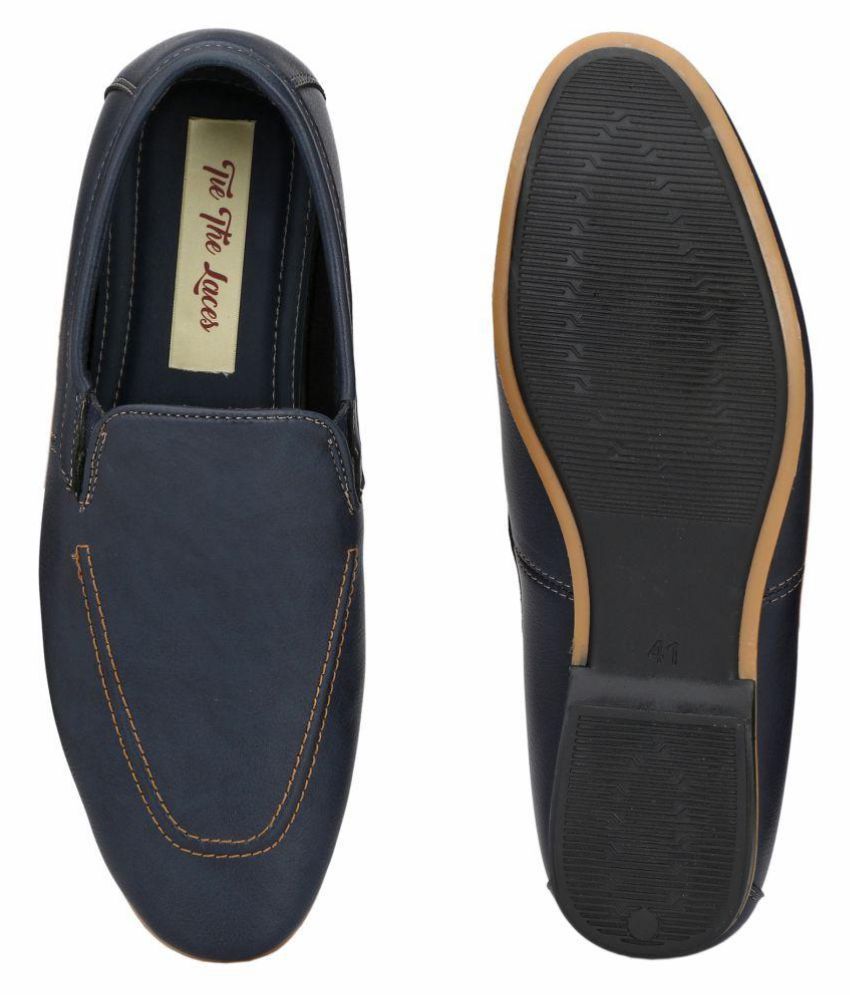 TIE THE LACES Slip On Blue Formal Shoes Price in India