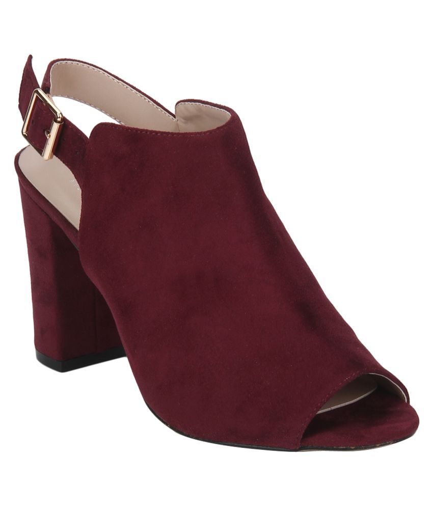 Mode By Red Tape Maroon Block Heels 