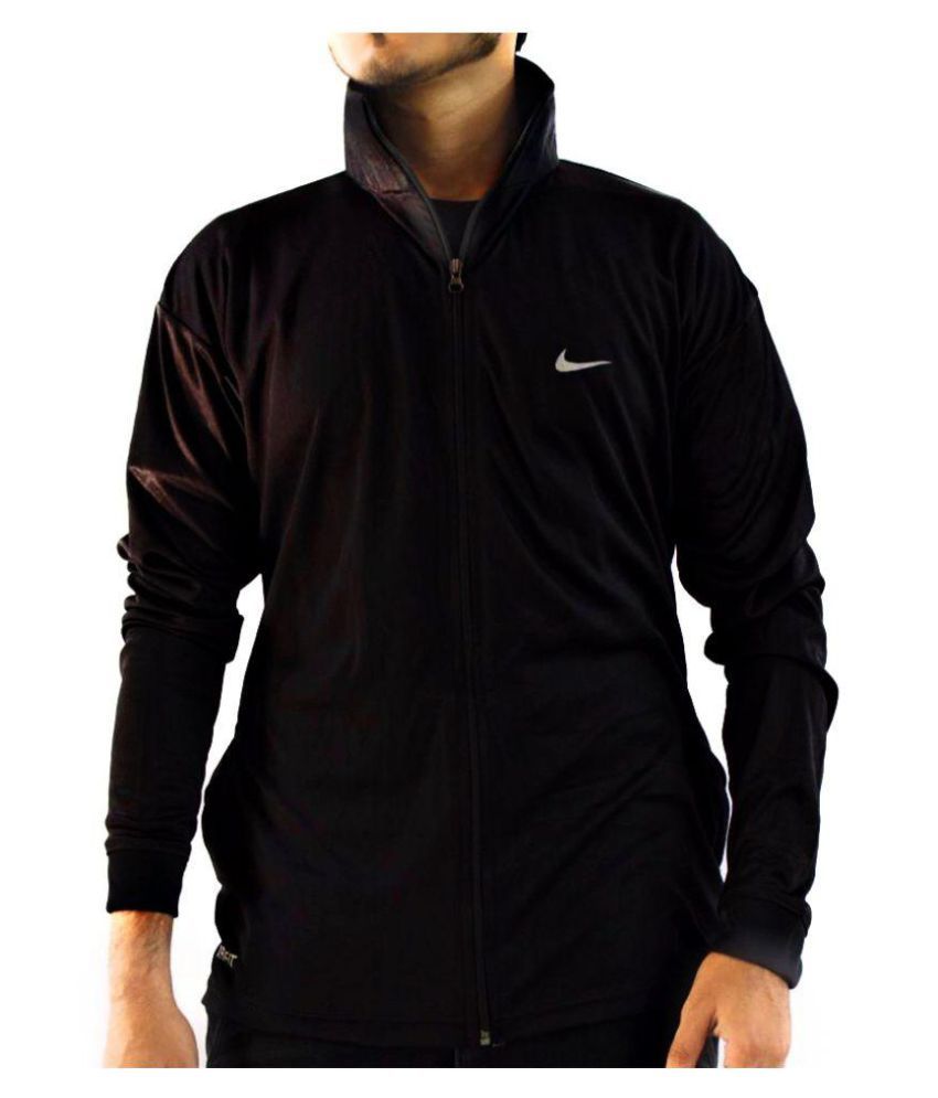 nike black polyester terry jacket