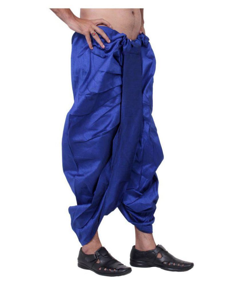 blue shirt and dhoti