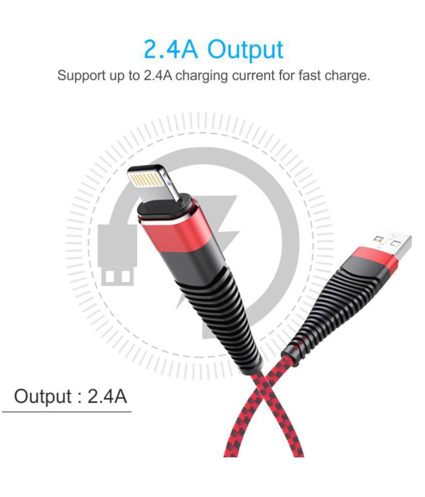 Portronics Lightning Cable Red 1.2 Meter All Cables Online at Low