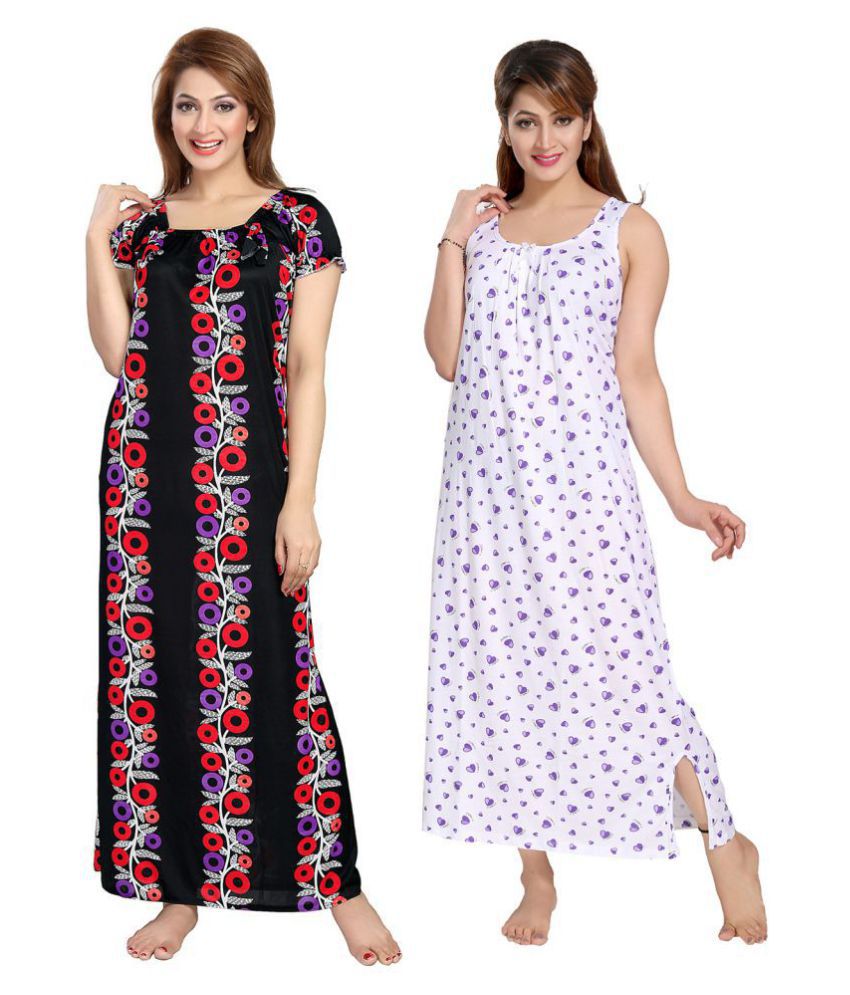 Buy Be You Satin Nighty & Night Gowns - Multi Color Online at Best ...