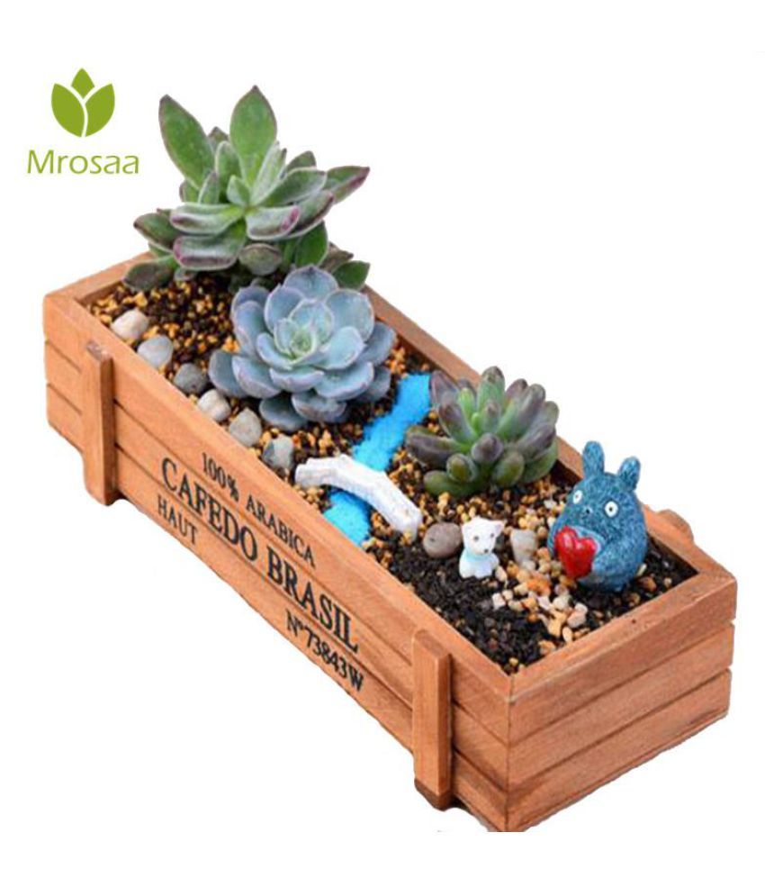 Mrosaa Garden Plant Pot Vintage Succulent Wooden Boxes Decorative