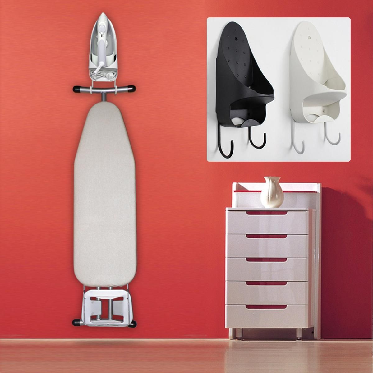 Buy 1pcs Wall Mount Iron Board Hook Holder Storage White ...