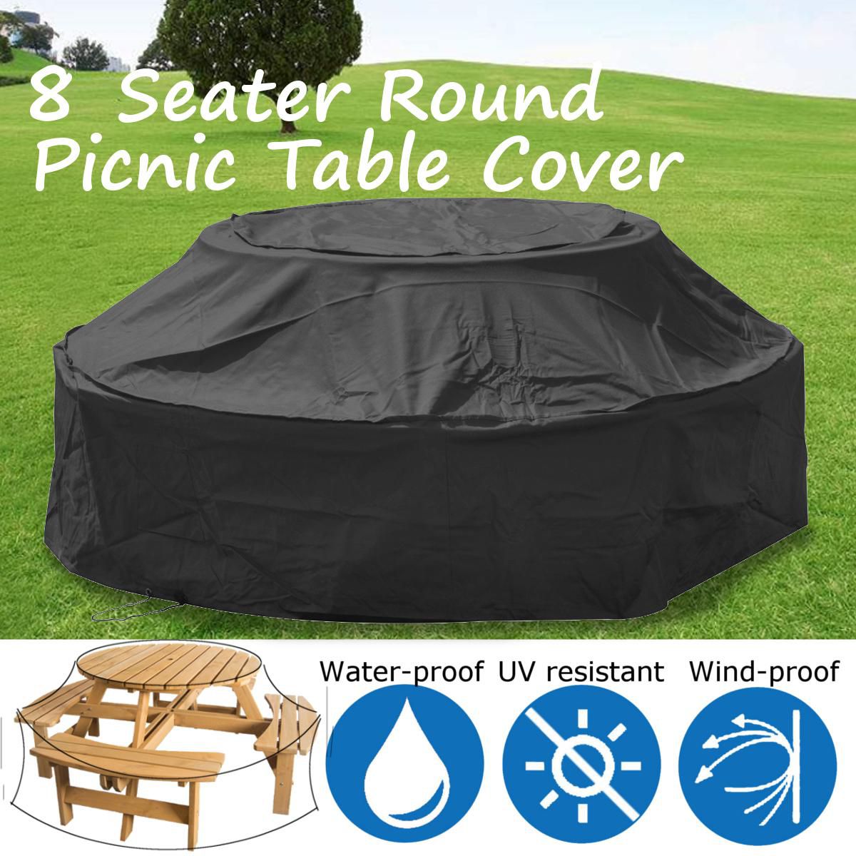 Buy 8 Seater Round Picnic Table Cover Vinyl Waterproof Patio Outdoor