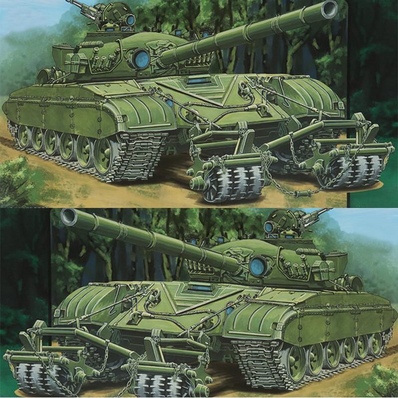 T72 1/35 Military Russian Armor Tank KMT5 Mine Roller Model Kit DIY