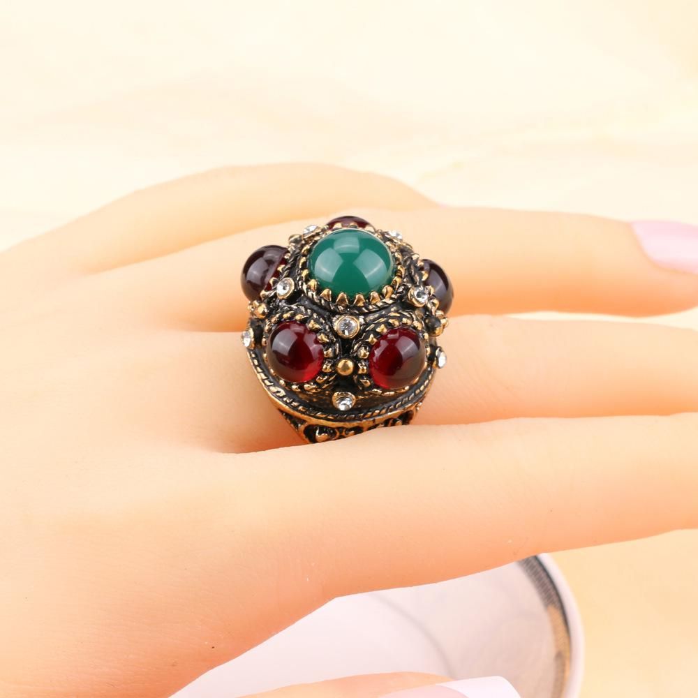 Fashion Finger Ring Spherical Crystal Irregular Geometric Gold Plated