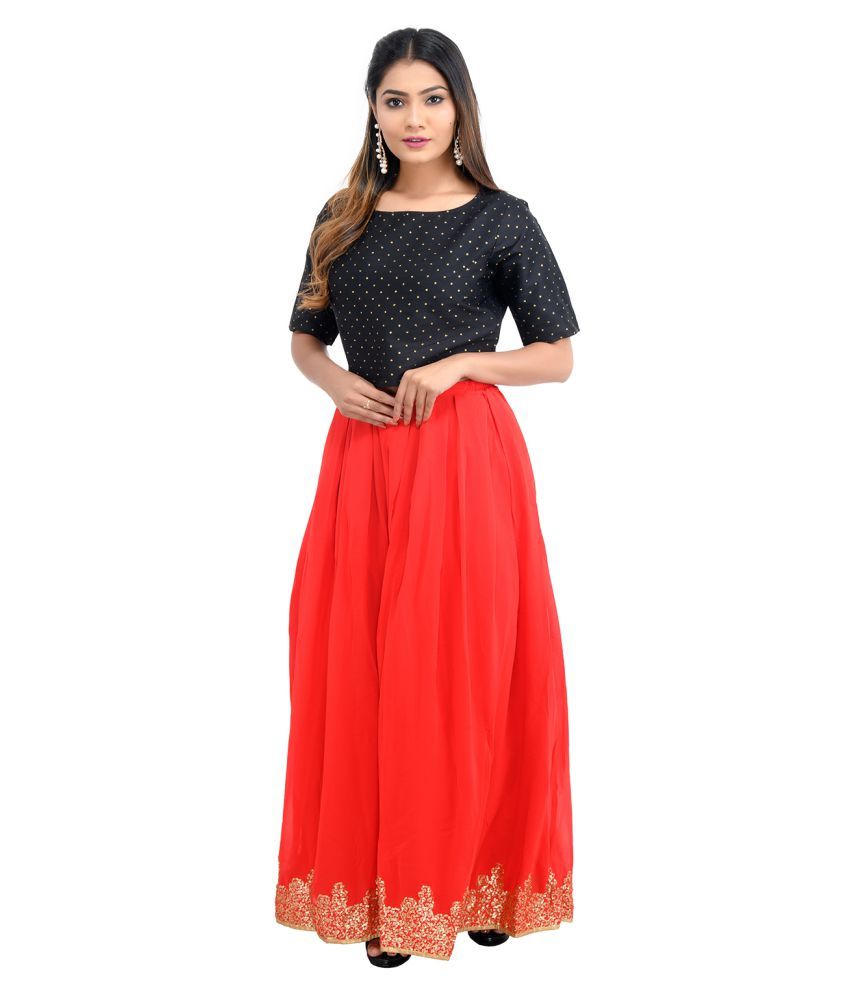 Buy Vedic Georgette Circle Skirt Red Online At Best Prices In