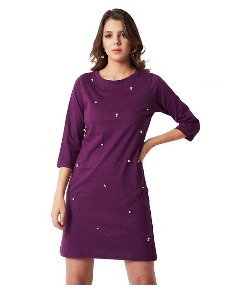     			Miss Chase Cotton Purple Shift Dress