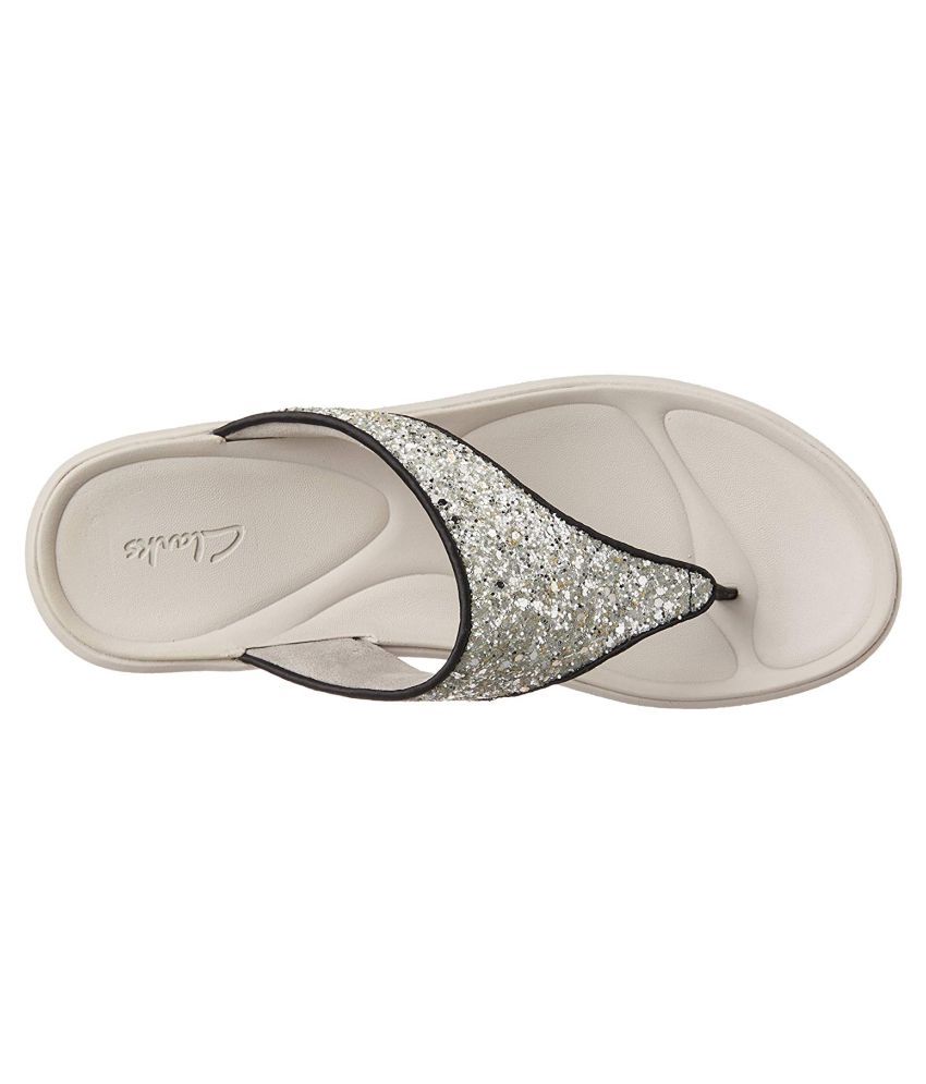 clarks silver ballet flats