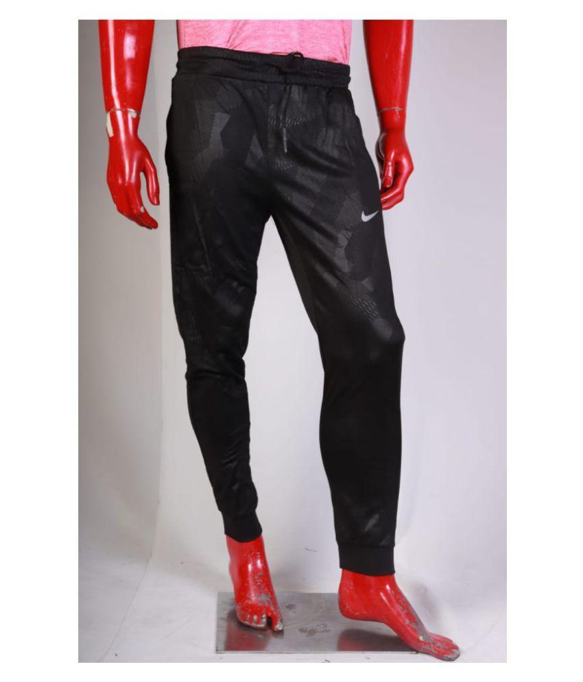 nike black polyester lycra trackpants