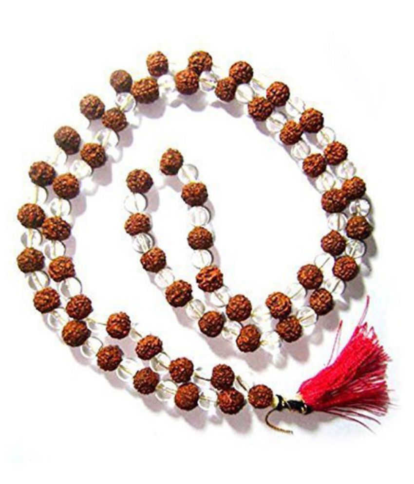 Aadigange Sphatik & Rudraksh Mala 108+1 Beads (7mm): Buy Aadigange ...