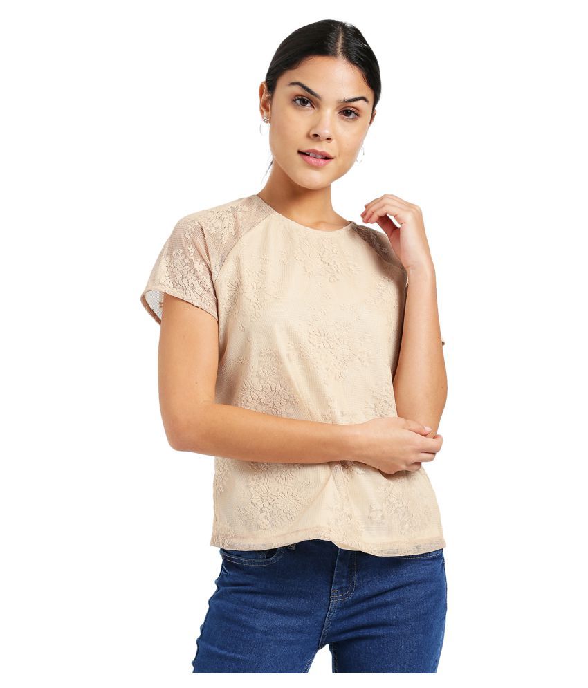 Zink London Polyester Regular Tops Beige Buy Zink London Polyester