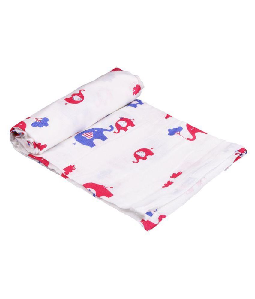 Polka Tots White Cotton Baby Blanket ( 120 cm × 120 cm- 1 pcs): Buy ...