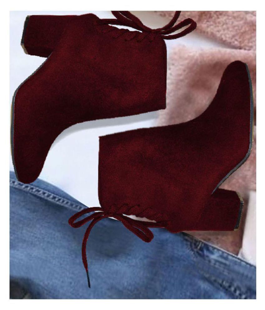 maroon bootie heels