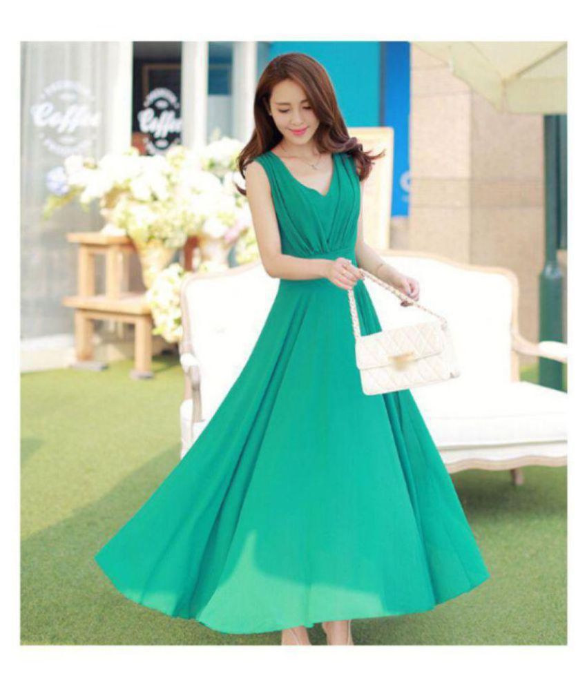 Imported Chiffon Green Regular Dress - Buy Imported Chiffon Green ...