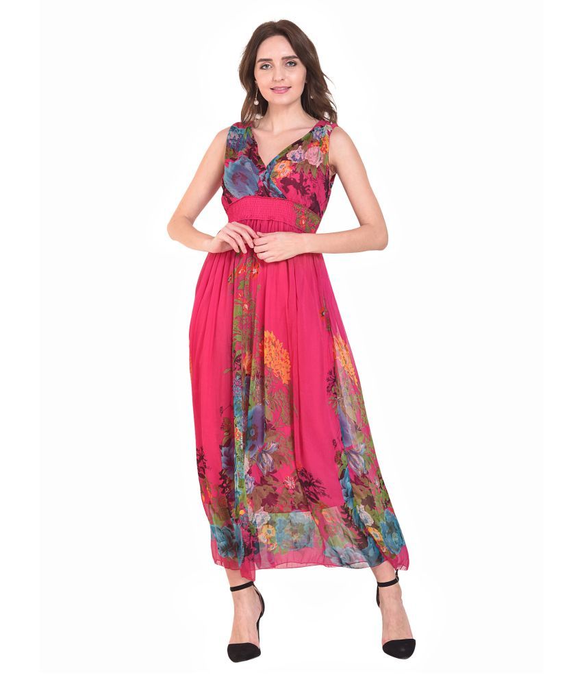 AHMA International Chiffon Pink Regular Dress - Buy AHMA International ...