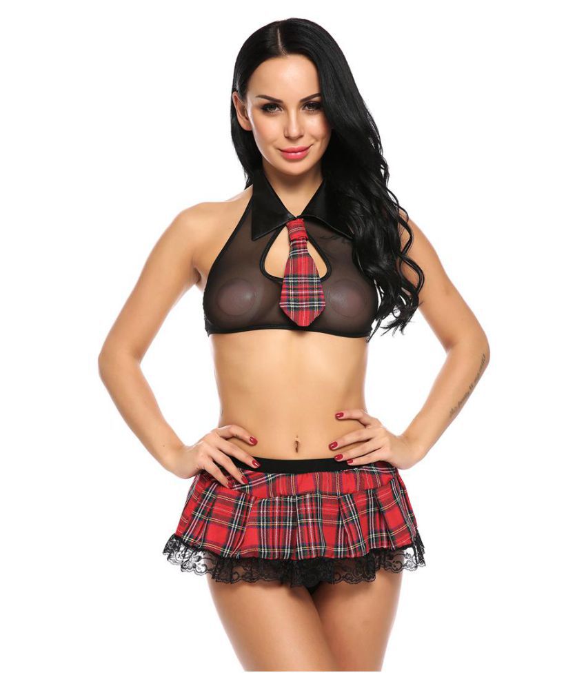 850px x 995px - Buy Women Sexy Lingerie Set Schoolgirl Student Plaid Uniform Costumes Outfit  Online at Best Prices in India - Snapdeal