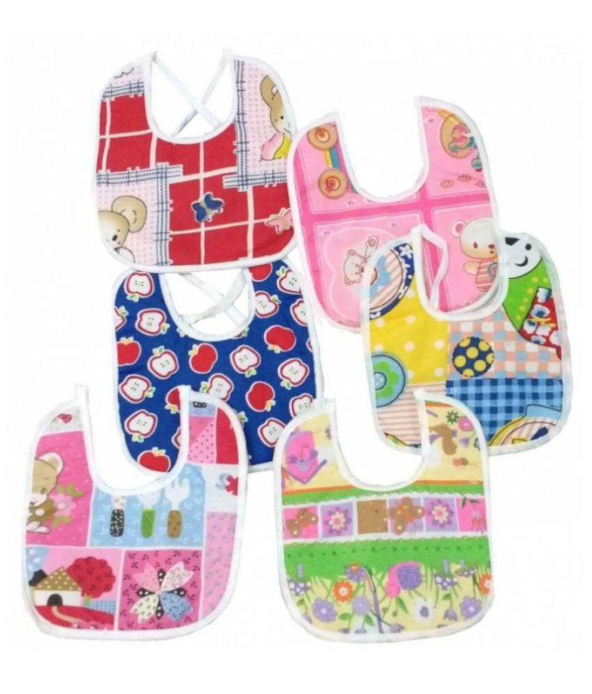     			Tahiro Multi-Colour Cotton Bibs - Set of 6