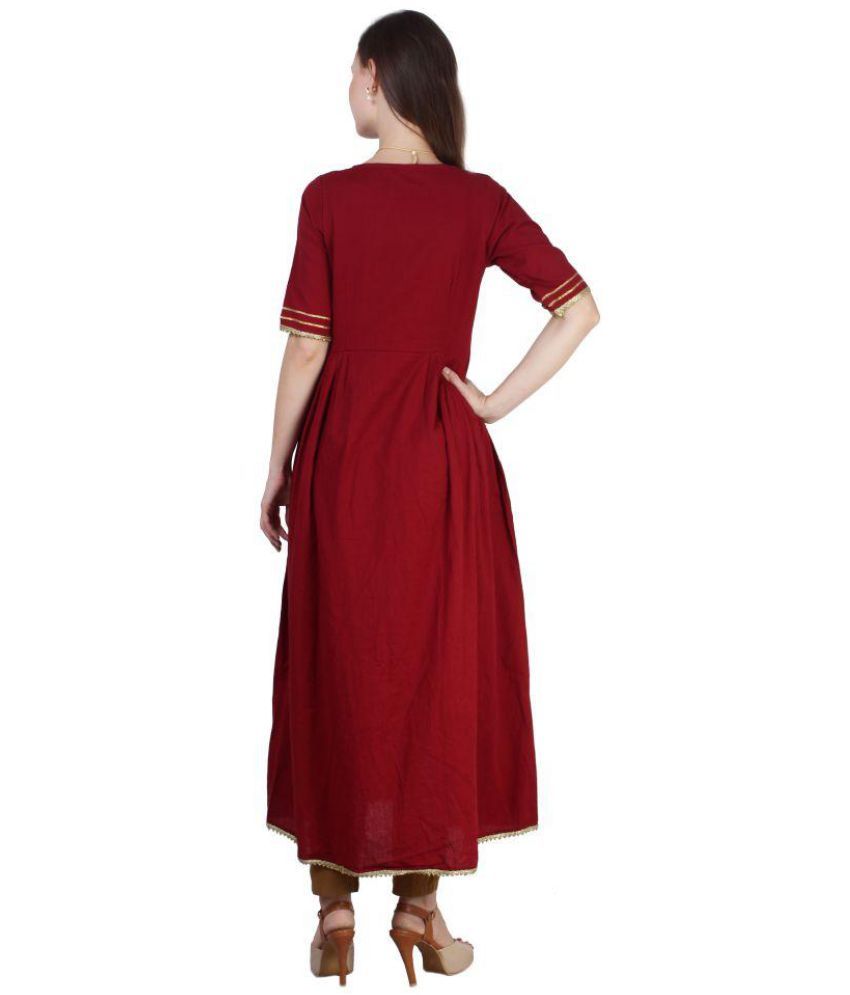 divtom Cotton Maroon Regular Dress - Buy divtom Cotton Maroon Regular ...