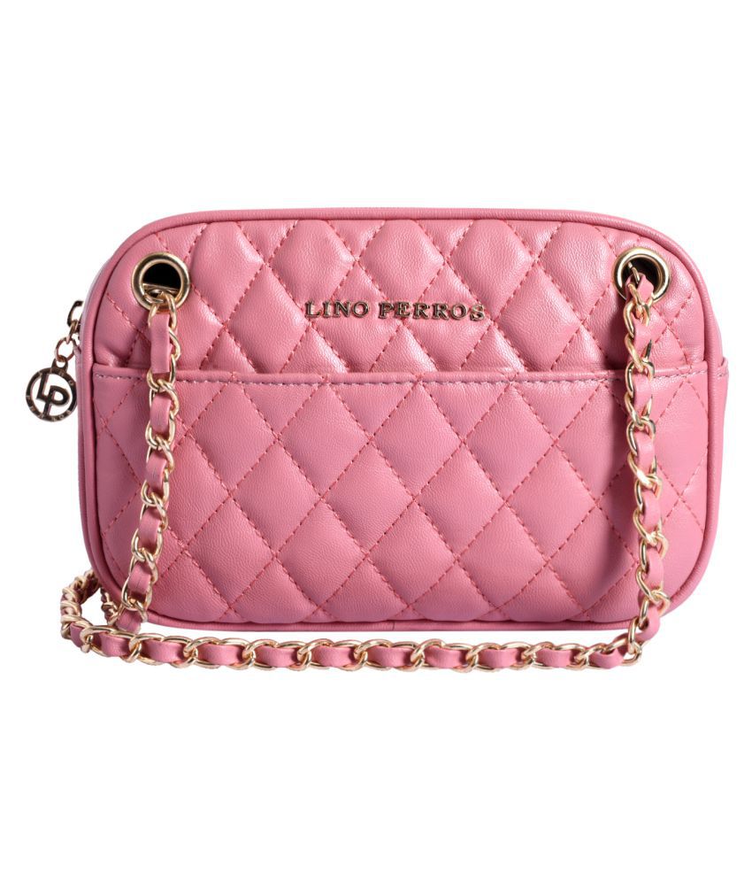 Lino Perros Pink Faux Leather Sling Bag - Buy Lino Perros Pink Faux ...