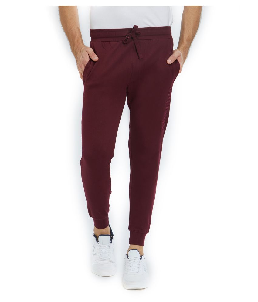 maroon track pants