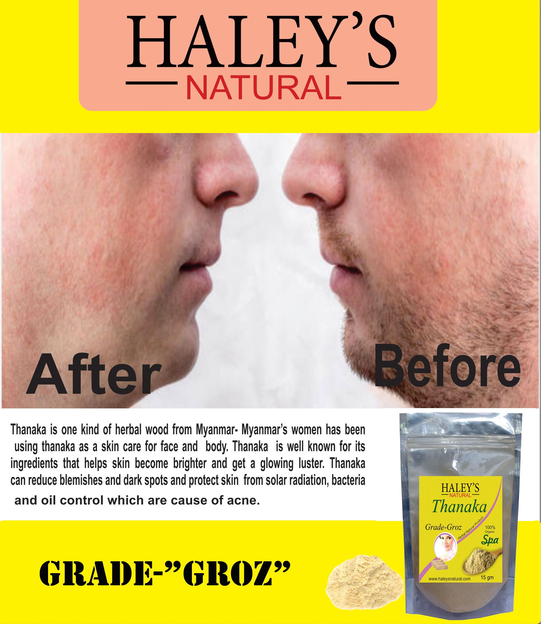 Haley S Natural Facial Kit Thanaka Powder For Hair Removal 100 Gm