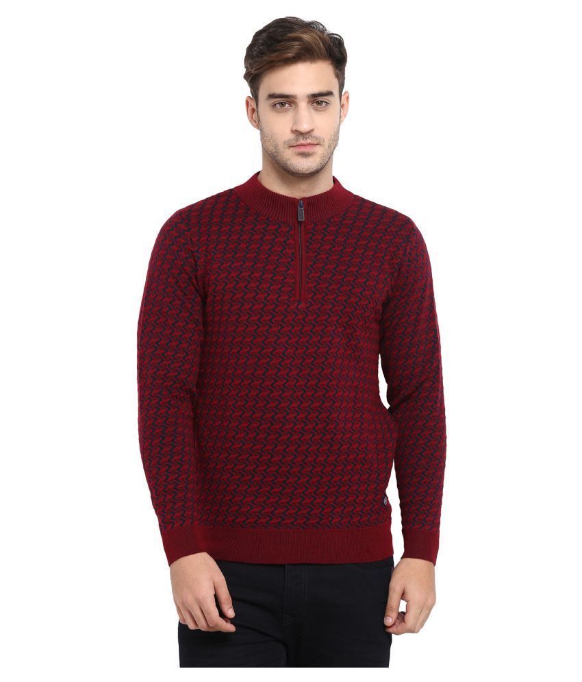 Monte Carlo Maroon High Neck Sweater - Buy Monte Carlo Maroon High Neck ...