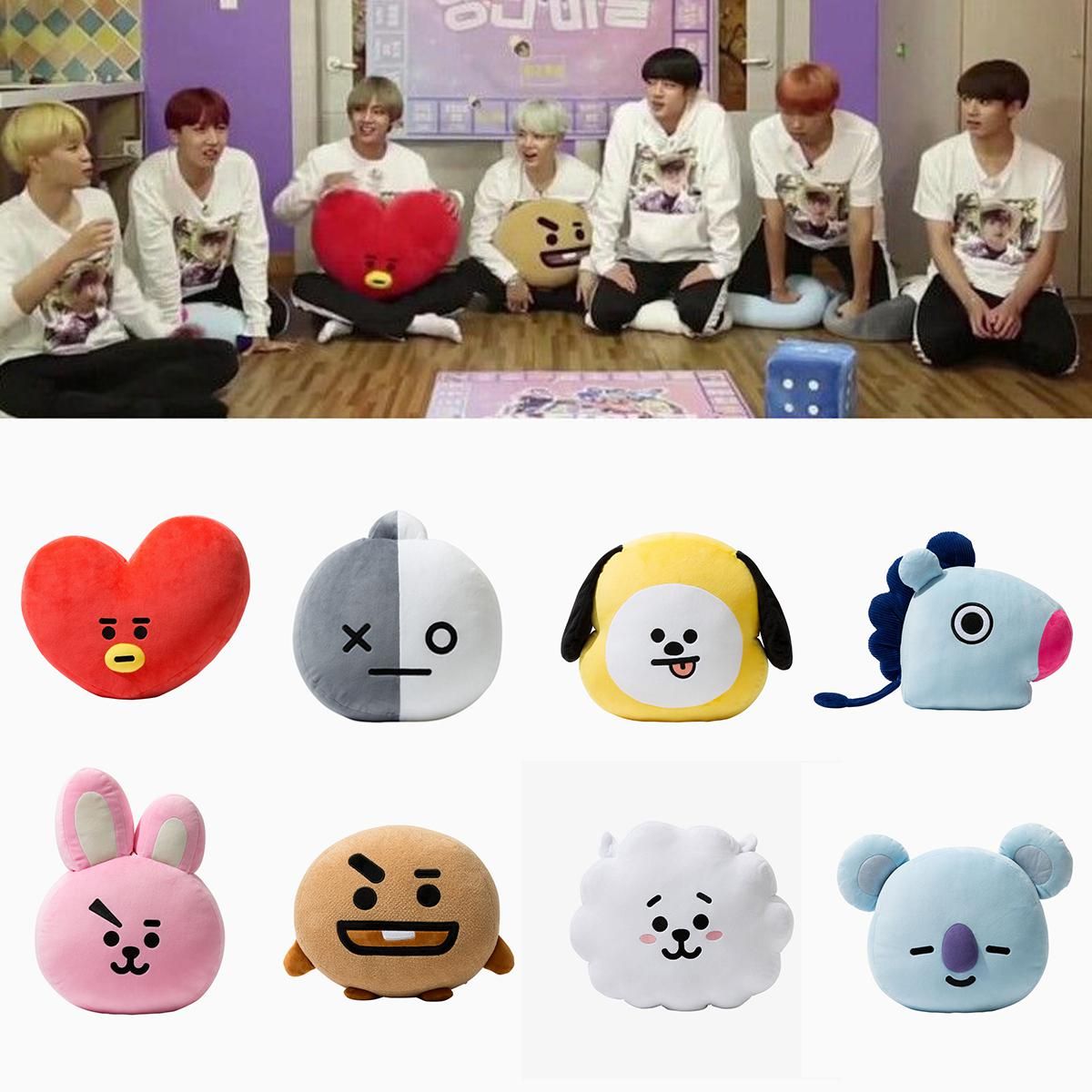 USA Fan Art KPOP Bed Plush Pillow Doll BTS BT21 TATA SHOOKY RJ SUGA COOKY JIMIN 