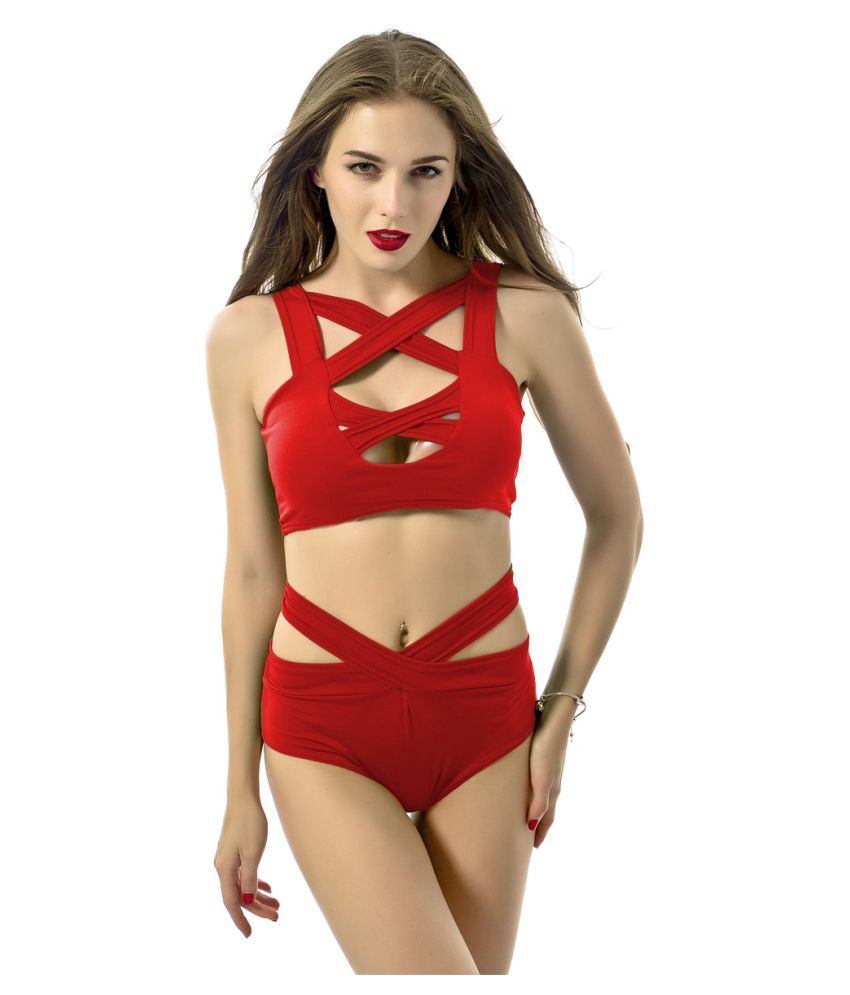 red swimming costumes