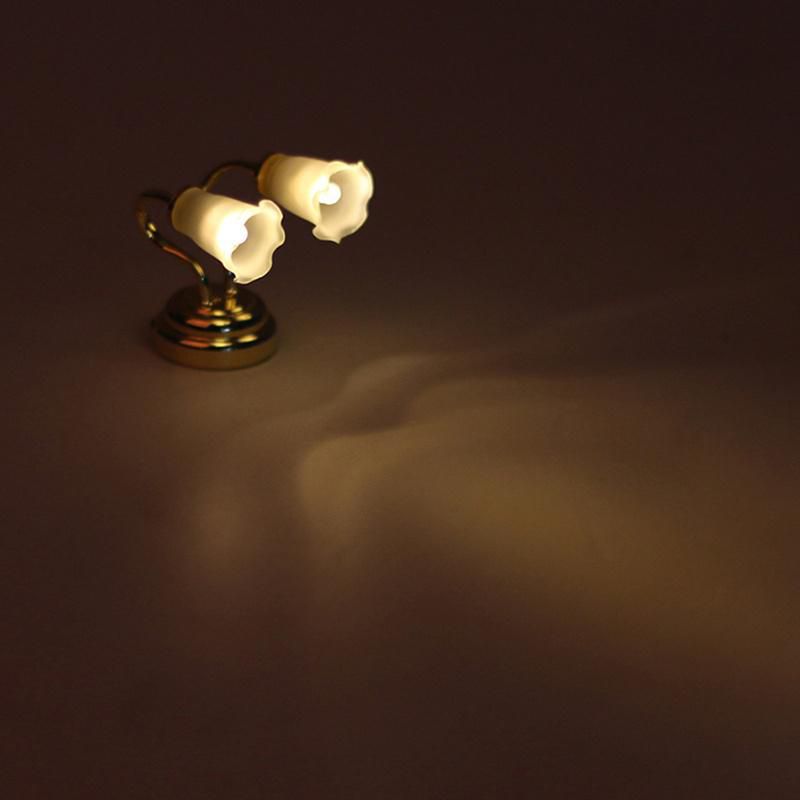 1:12 Working Dollhouse Miniature Wall Light Double Lamp White Flower Shade Sell 