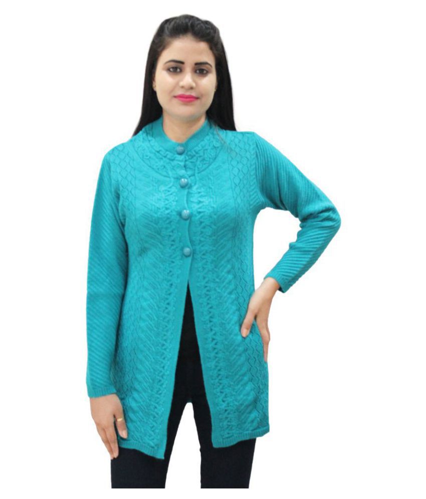 Buy HAUTEMODA Woollen Turquoise Buttoned Cardigans Online at Best ...